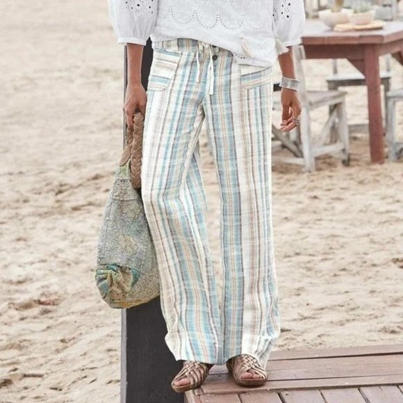 Sundance Pants - Sundance Pants Womens PXL Gigi Multi Plaid Lagenlook Wide Leg Relaxed Textured